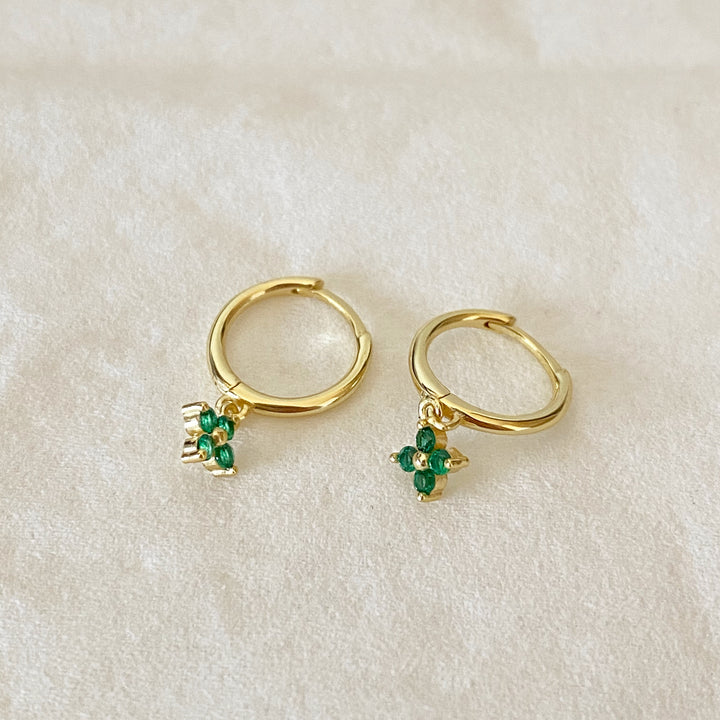 FLORA GOLD GREEN EARRINGS