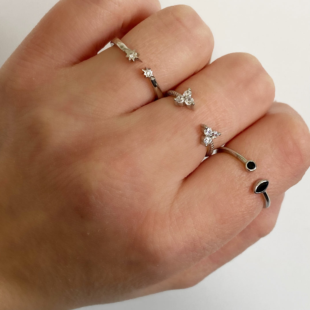 CELIA SILVER BLACK RING