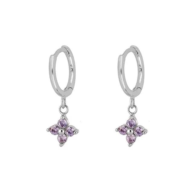 FLORA SILVER PURPLE EARRINGS