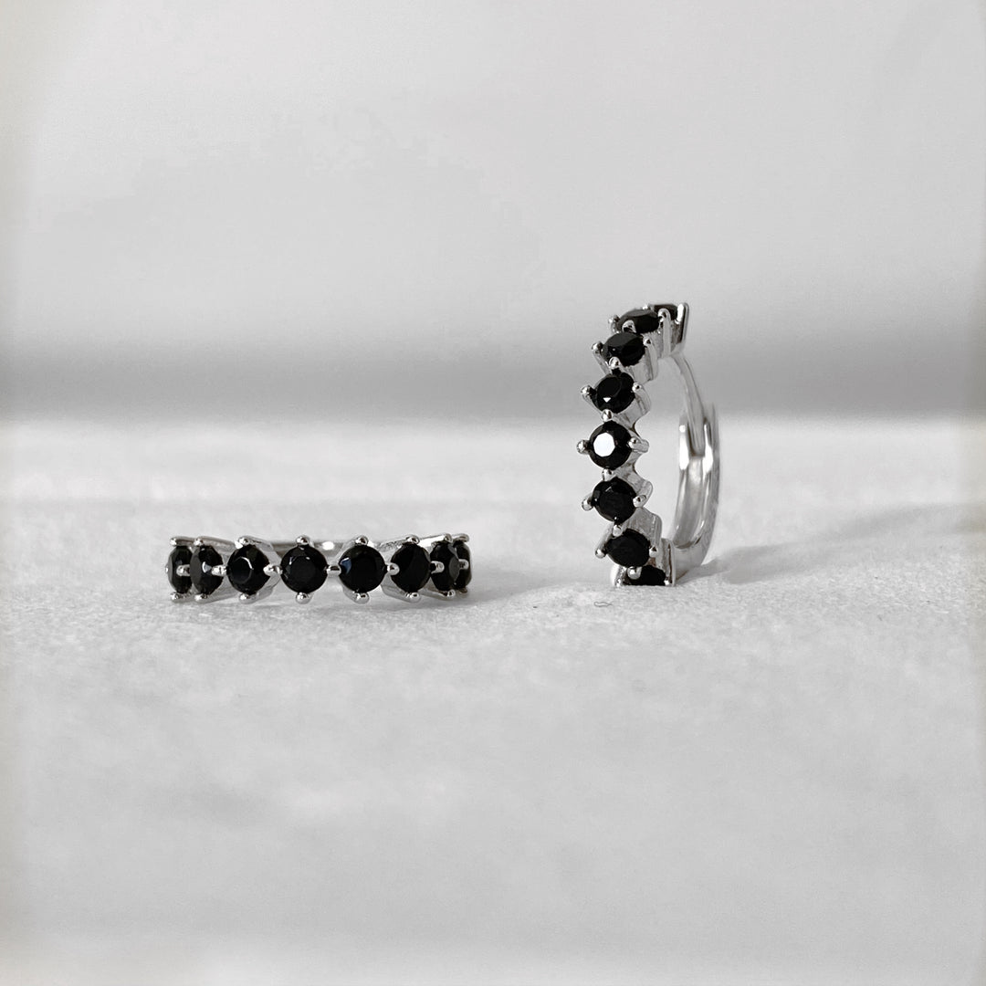 CINDY SILVER BLACK EARRINGS