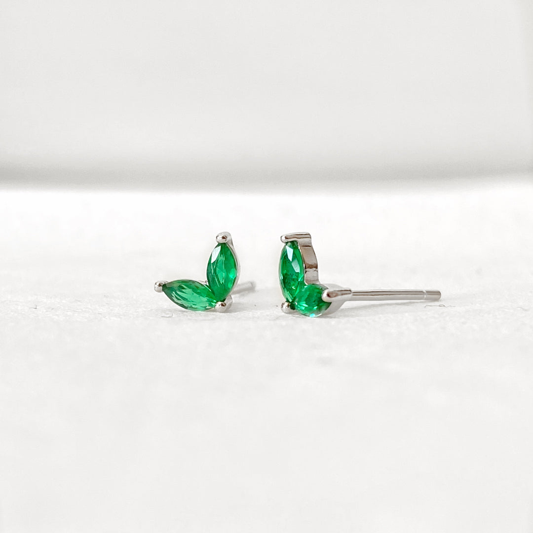 EMMA SILVER GREEN EARRINGS