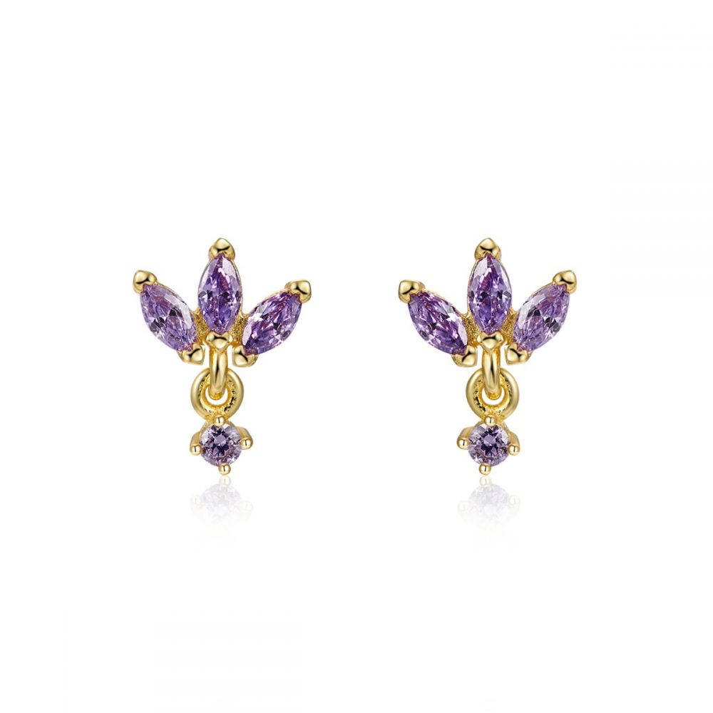TRIA GOLD PURPLE EARRINGS