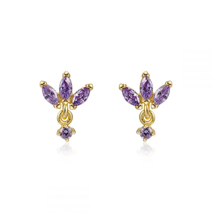 TRIA GOLD PURPLE EARRINGS